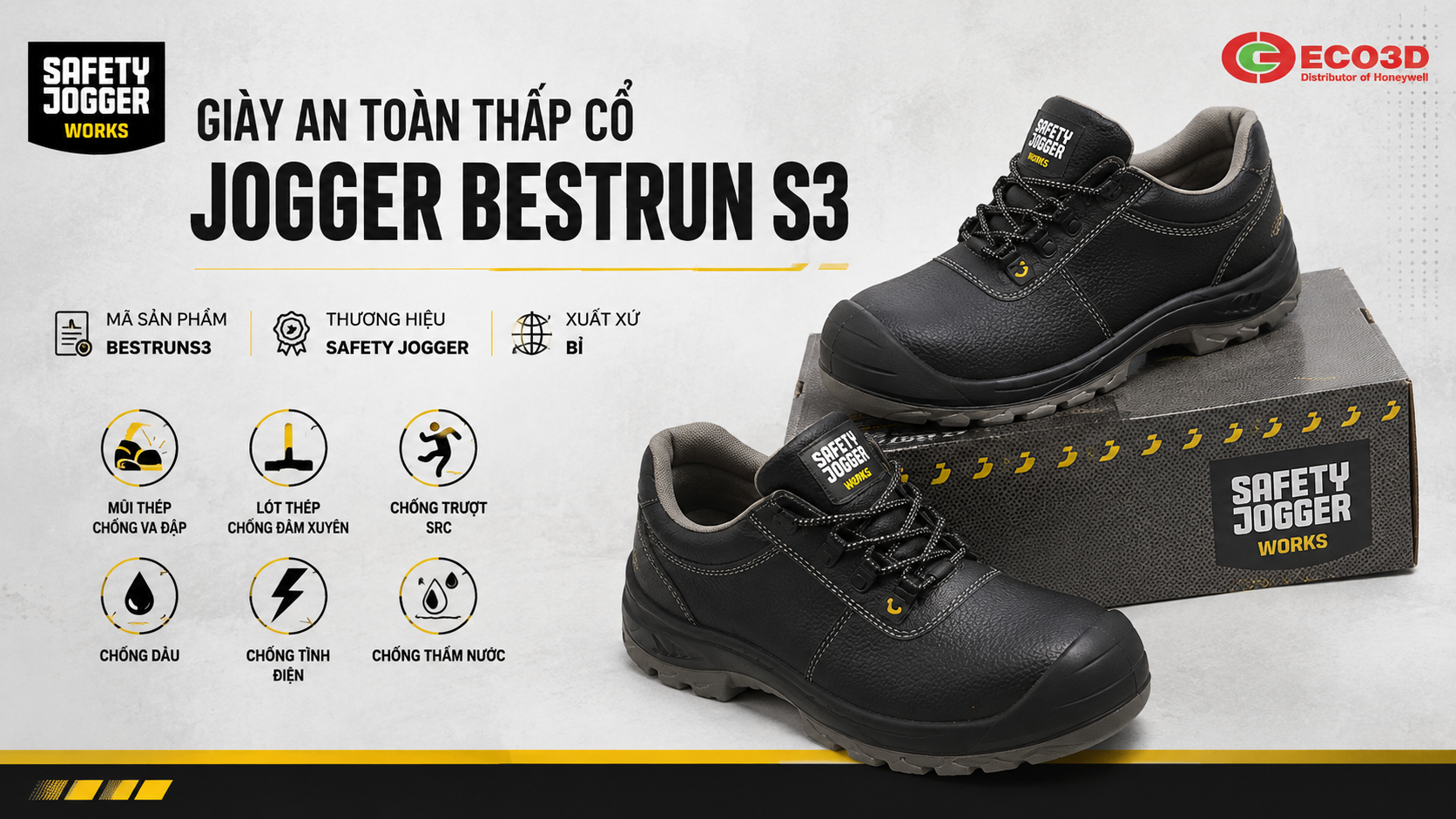 Giày bảo hộ Jogger chính hãng Bỉ phân phối tại ECO3D